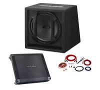 Kit Bassi Subwoofer+Amplificatore per Auto ALPINE Sbe-1044br/BBX-t600 + Kit Cavi