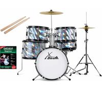 Kit Batteria Acustica 16'' per Bambini Completo Piatti Sgabello Bacchette Silver