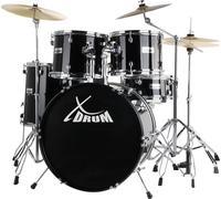 Kit Batteria Acustica Completa 20" Studio Piatti Pedale Sgabello Hardware Nero