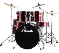 Kit Batteria Acustica Completa 20" Studio Piatti Pedale Sgabello Hardware Rosso