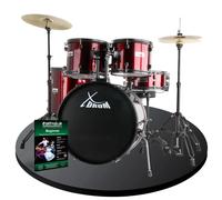 Kit Batteria Acustica Completa 22" Fusion Piatti Sgabello Hardware Bachette Ruby
