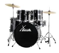 Kit Batteria Acustica Drum Set 22'' con Piatti Sgabello Stativo Bacchette Nero