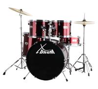 XDrum Semi 22" Standard Batteria Lipstick Red - 22" BD, 12" TT, 13" TT, 16" FT, 14" SD - incl. Scuola - Rosso