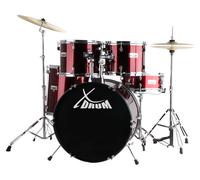 Kit Batteria Acustica Drum Set 22'' con Piatti Sgabello Stativo Bacchette Rosso