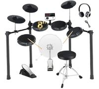 Kit Batteria Elettronica 5 Tamburi 3 Piatti 4 Pad Silenziosi In Mesh Kit Elettronico Per Principianti Adulti Kit E Con Sgabello Per Batteria