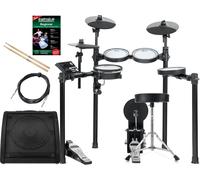 XDrum DD-460P E-Drum Kit Live Set - Batteria elettronica compatta - 25 kit e 15 brani - Mesh Heads - Set risparmio con diffusore attivo, sgabello, cavo, bacchette e scuola - Nero