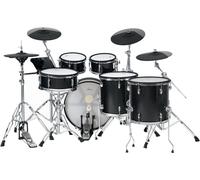 XDrum DD-670 PLUS Mesh E-Drum Kit - batteria elettronica con vera HiHat e casse in legno - pad rullante 14" e pad cassa 20" - 720 suoni, 20 kit utente - incl. hardware - Black Sparkle