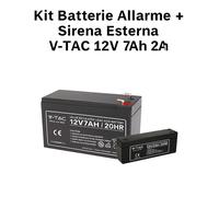 Kit Batterie Antifurto V-TAC 12V 7Ah + 2Ah - Centrale e Sirena Allarme