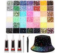 Kit Bedazzler, 32000 pezzi di strass in resina per abbaglianti, kit abbagliante con retro piatto in 42 colori con 3 pezzi di colla da 10 ml per nail art, creazione di libri, trucchi, DecoracióN Al Ai