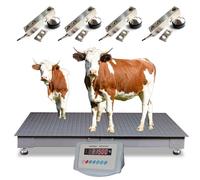 Kit Bilancia per Bestiame Elettronico, 5000kg Piattaforma Pesatura Animale Alta Capacità con Display LED Luminoso, Bilancia Fattoria con Celle di Carico per Bovini, Suini, Pecore(1t)