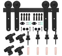 Kit binario for porta da fienile for di porta da fienile a doppia porta Kit scorrevole Kit binario for porta scorrevole Rullo a forma di L,Struttura Pesante(8FT-240CM)