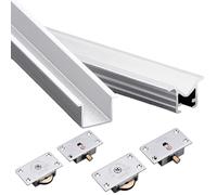 Kit binario for porta scorrevole a filo con binario singolo - Rulli scorrevoli e silenziosi for porte di cucina, guardaroba e biblioteca, 1 pz.