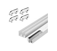 Kit binario for porta scorrevole doppia in alluminio con rulli for pannelli in vetro da 3-5 mm, 1 set(300cm)