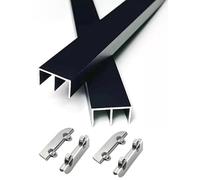 Kit binario for porta scorrevole in vetro da 5 mm Rullo for binario a doppio canale in alluminio nero resistente, 1 set(210cm)