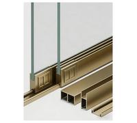 Kit binario for porta scorrevole in vetro da 8 mm, set doppio binario in alluminio con rulli, 1 set(Gold,280cm)