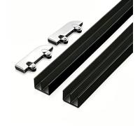 Kit binario for porta scorrevole in vetro e alluminio nero, doppio canale 1 set(170cm/66.9in)