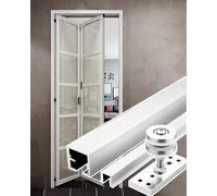 Kit binario per porta bifold, sistema di porte scorrevoli a scomparsa per due o quattro porte, lunghezza regolabile da 61 a 62 pollici, ideale per applicazioni in cucina