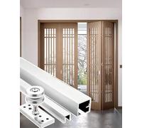 Kit binario per porta bifold, sistema di porte scorrevoli a scomparsa per due o quattro porte, lunghezza regolabile da 61 a 62 pollici, ideale per applicazioni in cucina