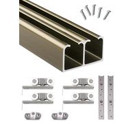Kit binario per porta scorrevole a doppia guida, personalizzabile, hardware in alluminio tagliabile, resistente, per porte divisorie di grandi armadi (oro champagne, 3400 mm)