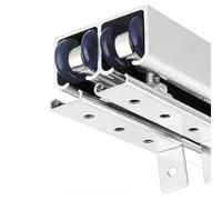 Kit Binario per Porta Scorrevole a Scomparsa, Sistema di Porte Scorrevoli a Doppio Binario - Invisibile, Montaggio Superiore Portata 60 kg per Armadio a Muro e Doccia