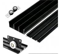 Kit binario per porta scorrevole a tre binari, binario di by-pass invisibile con chiusura ammortizzata, sistemi di scorrimento liscio senza scanalature(110cm/43in)