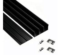 Kit Binario per Porta Scorrevole a Tre Binari - Guida per Ante Scorrevoli Incasso con Rulli Silenziosi per Porta Armadio Mobili Vetrine di 15-18 mm, Sistema Ferramenta in Alluminio