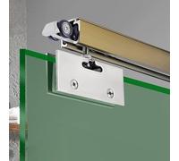 Kit binario per porta scorrevole con chiusura ammortizzata, guida silenziosa in alluminio liscio per bagno, cucina, ufficio