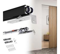Kit binario per porta scorrevole con chiusura ammortizzata, sistema di porta a tasca in alluminio con ruote in nylon, set completo di telai, finitura champagne, facile installazione, design durevole