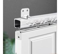 Kit binario per porta scorrevole fai da te, 2,7 m, sistema di guide argentate per un funzionamento silenzioso, montaggio a soffitto e parete, ideale per sostituire le porte del patio, facile