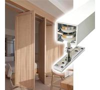 Kit binario per porta scorrevole pieghevole, guida in metallo tagliabile per armadio, set di hardware per porta bifold, sistema per porte scorrevoli capacità 99,8 kg, sicurezza silenziosa