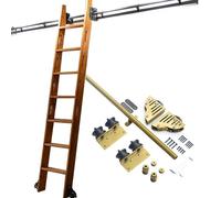 Kit binario per scala da biblioteca con ruote, ruote da pavimento con freno, kit di ferramenta per scala scorrevole da 3,3 a 24 piedi (senza scala, binario per scala mobile da ufficio/soffit