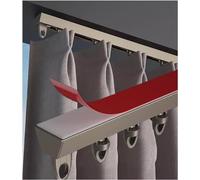 Kit binario per tenda da soffitto autoadesivo resistente, con pulegge, installazione senza trapano, 2,5 m, binario per tende dritte marrone