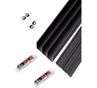 Kit binario porta scorrevole for armadio, scorrevole a 3 binari guardaroba, porte scorrevoli con pannelli in legno, binario for porta in alluminio senza scanalatura(Black,L 140cm/4.6ft)