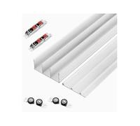 Kit binario porta scorrevole for armadio, scorrevole a 3 binari guardaroba, porte scorrevoli con pannelli in legno, binario for porta in alluminio senza scanalatura(Cream,L 290cm/9.5ft)