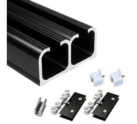 Kit Binario Porta Scorrevole Vetro Resistente Doppia Guida Nera | Binario galleggiante per porte interne personalizzato anti-inciampo pannello spesso
