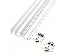 Kit Binario Scorrevole Rulli Ottone Alluminio | Rulli silenziosi e scorrevoli per armadio, mobile, porta pieghevole, 15-18 mm(Milk,170cm/66.9in)