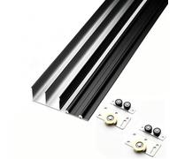 Kit Binario Scorrevole Rulli Ottone Alluminio | Rulli silenziosi e scorrevoli per armadio, mobile, porta pieghevole, 15-18 mm(Black,190cm/74.8in)