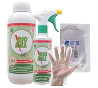 Kit Biokill Insetticida Biologico da Piretro Naturale a Base Acquosa, Acaricida, Non Lascia Odore, Spray da 375ml + Ricarica da 1LT + OMAGGIO 100pz Guanti Monouso (1RIC+1SPRAY+1CF GUANTI)