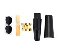Kit Bocchino per Sassofono Contralto 5 in 1, Bocchino ABS e Tappo e Fibbia in Metallo e Ance e Pad dei Denti