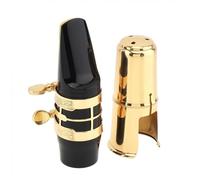 Kit bocchino per sassofono contralto, motivo floreale intagliato, legatura placcata oro, tappo in ottone, bocchino in bachelite, compatibile con sassofoni Yamaha e Selmer (oro)