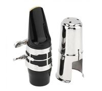 Kit bocchino per sassofono contralto, motivo floreale intagliato, legatura placcata oro, tappo in ottone, bocchino in bachelite, compatibile con sassofoni Yamaha e Selmer (argento)
