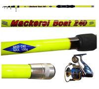 kit bolentino canna mackerel 2,40m + mulinello fragolino sgombro pesca barca