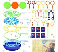 Kit Bolle di Sapone Giganti, 34 Pezzi Bolle di Sapone Bacchetta, Bolle di Sapone Bambini, giocattoli portatili per bolle di sapone con vassoio, fare bolle per attività estive all'aperto compleanni