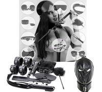 KIT BONDAGE POLSINI FRTUSINO sadomaso croce collare MASCHERA a CERNIERE sexy