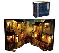 Kit Book Nook | Casa delle bambole in miniatura | Booknook in miniatura | Puzzle in legno per la casa delle bambole - Fermalibri assemblati personalizzati Kit di creatività con luci per adolescenti