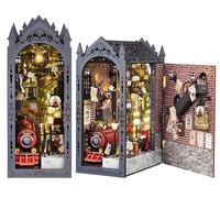 Kit Book Nook DIY, Mini Cabin Puzzle 3D in Legno, Modello Puzzle per Adulti da Costruire, Accessori per Mobili per Casa Delle Bambole e Luci a LED, per Bambini, Adolescenti e Adulti, Regalo