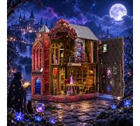 Kit Book Nook per libreria - Castello magico della guglia arcana, puzzle in legno 3D, casa delle bambole in miniatura fai da te con luci LED, decorazione per scaffale di libri fantasy, regalo creativo