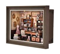 Kit Book Nook, puzzle 3D in legno con interruttore a LED e cornice montabile a parete, casa in miniatura fai da te per principianti, libreria/tavolo/decorazione da parete per gli amanti del fai da te