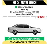 KIT BOSCH 3 Filtri tagliando per AUDI A6 2.3 quattro 98 kw Benzina 1994-1995