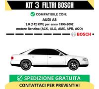 KIT BOSCH 3 Filtri tagliando per AUDI A8 2.8 142 kw Benzina 1996-2002